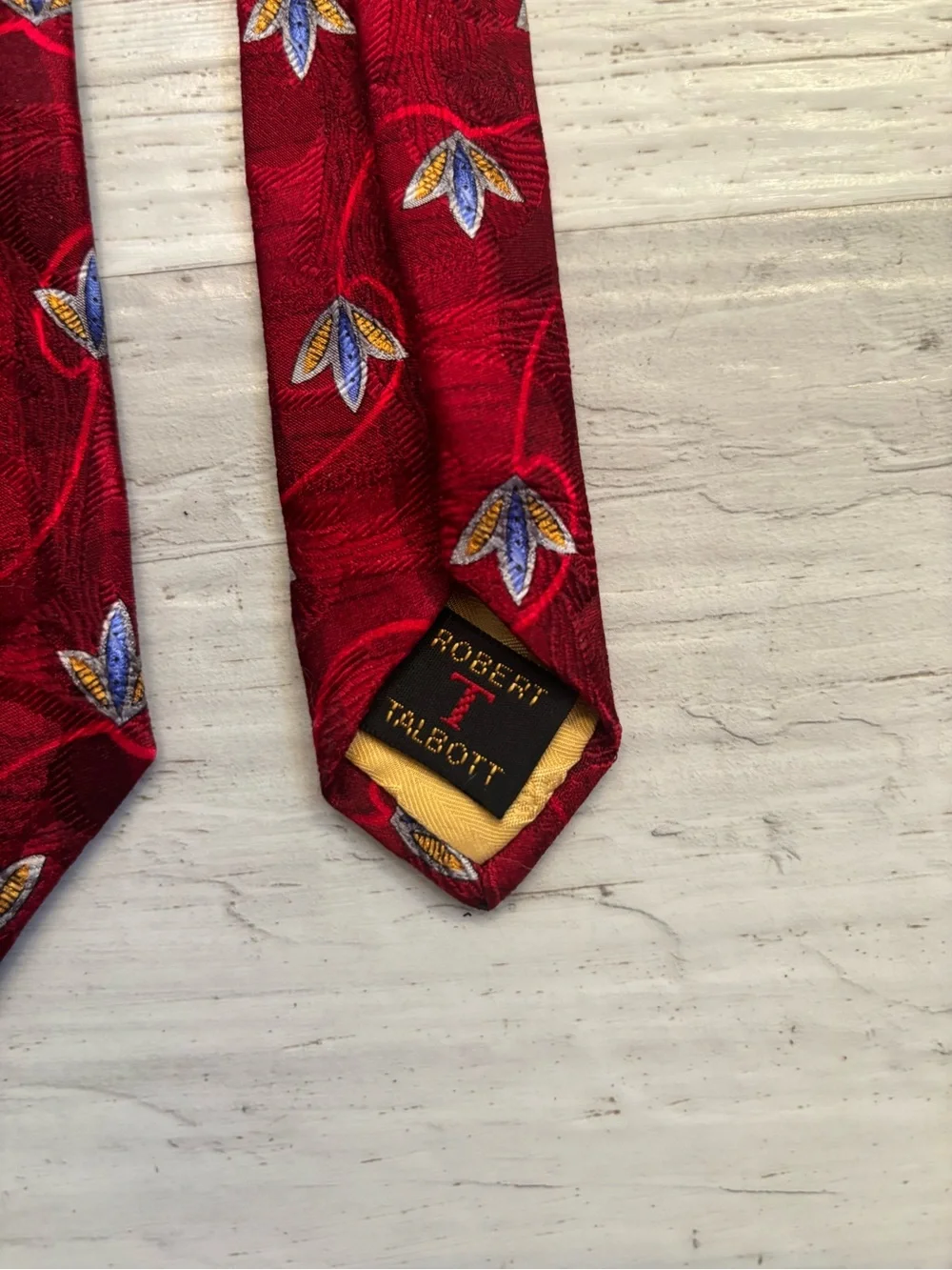 Vintage Robert Talbott Best of Class Red Abstract Floral Extra Long Tie